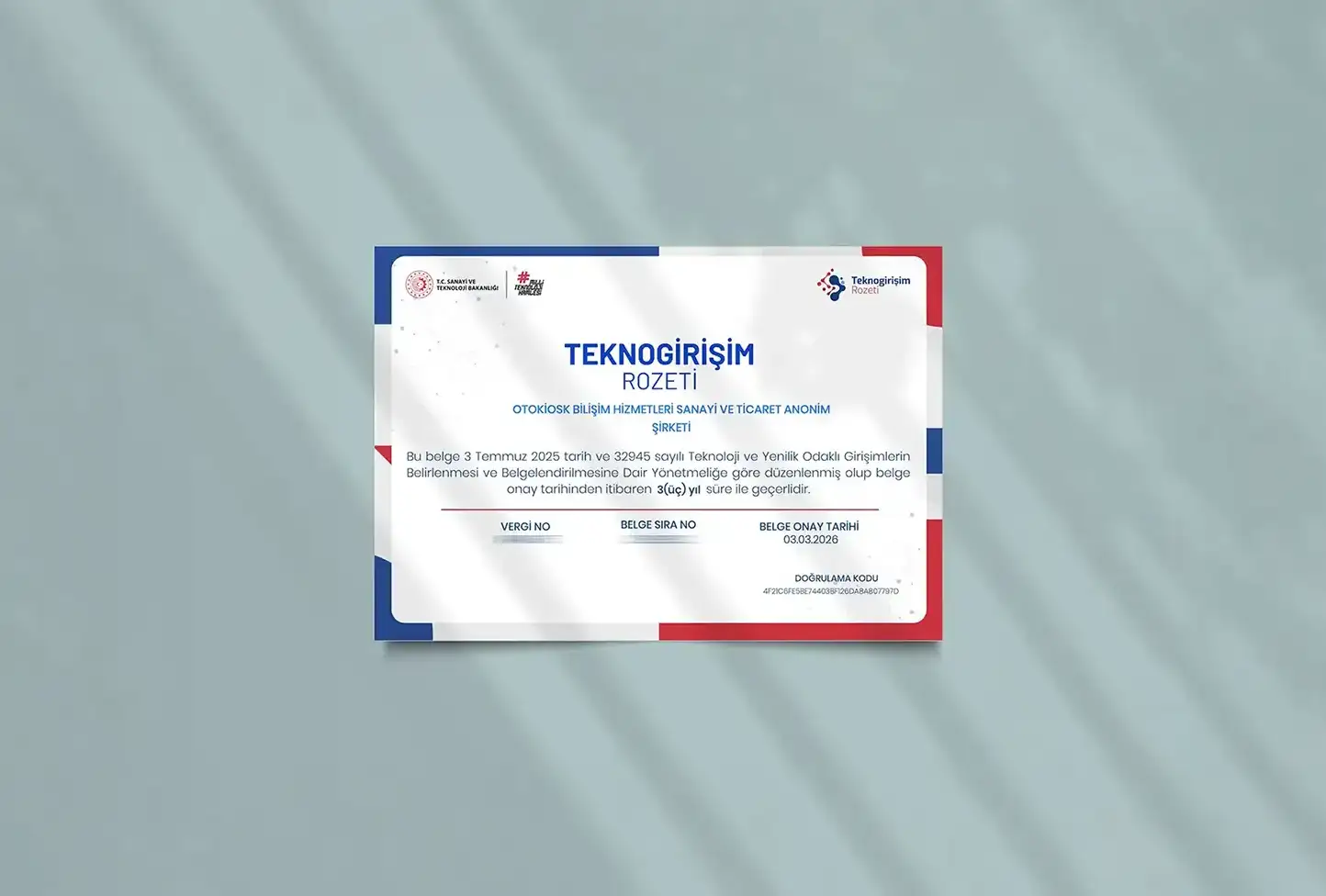 Otokiosk, Sanayi ve Teknoloji Bakanlığı Tarafından Teknogirişim Rozeti Almaya Hak Kazandı